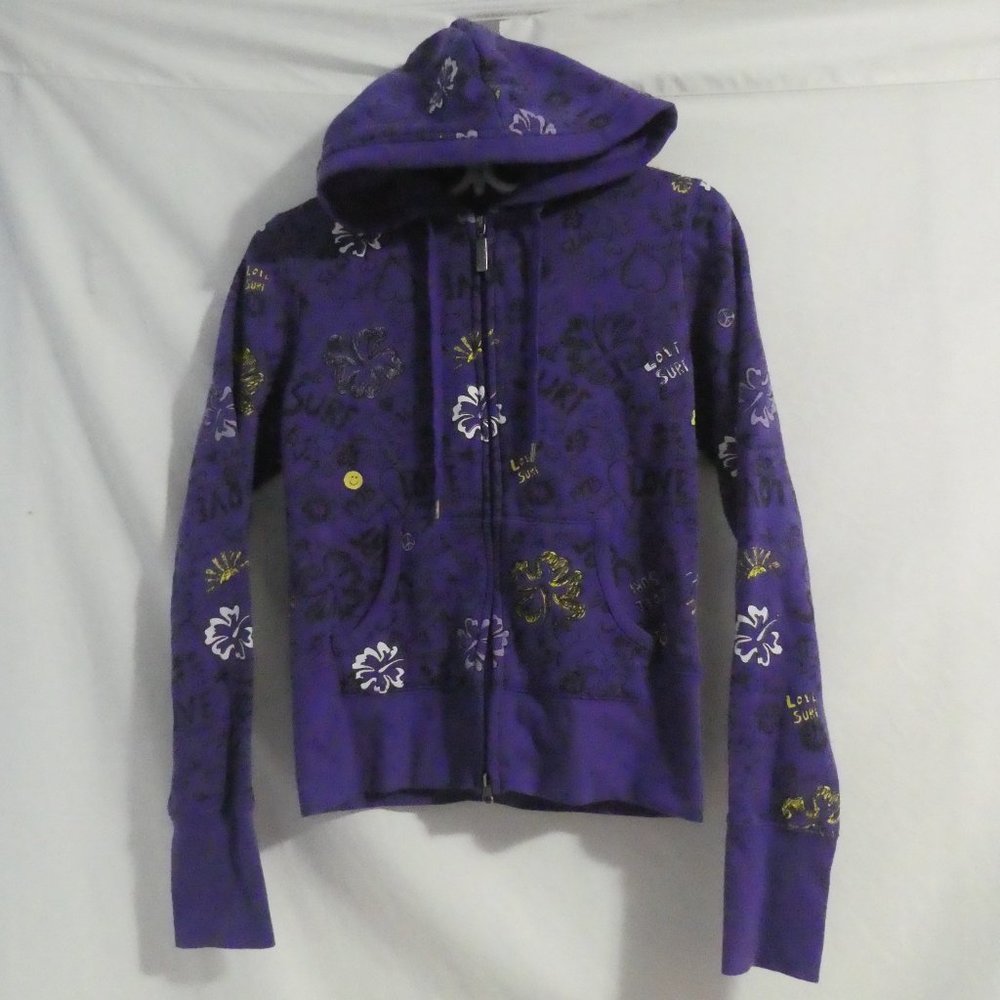 360 SURF | medium | Zip-Up Graphic Purple Hooded Sweatshirt | Hoodie | NWOT